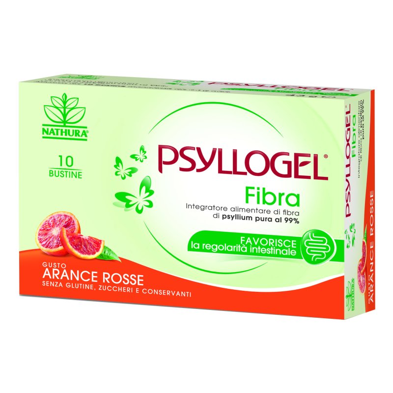 Psyllogel Fibra - Integratore per la regolarità intestinale - Gusto Arance Rosse - 10 bustine