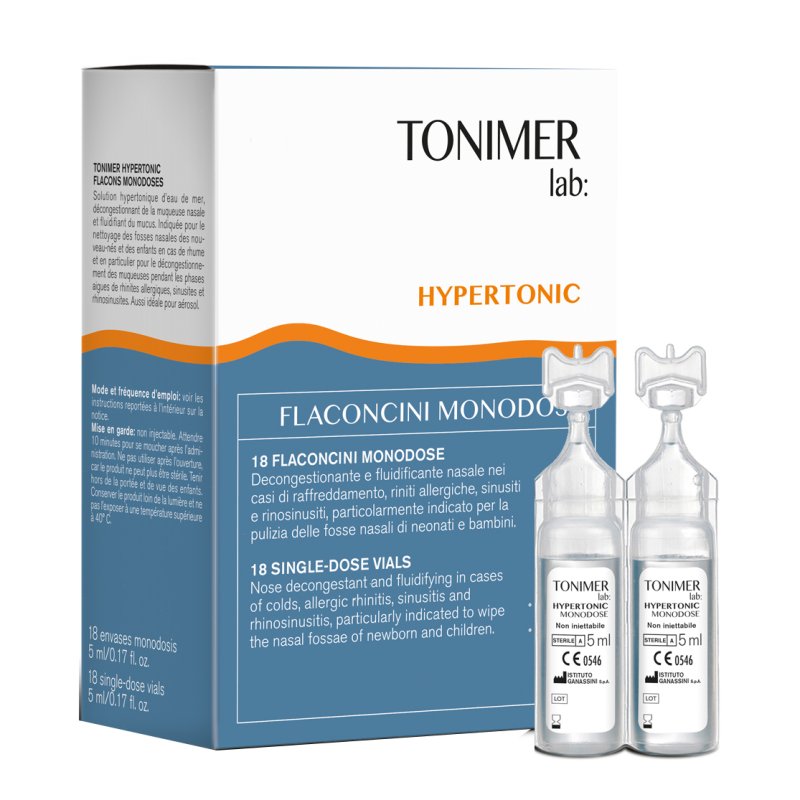 Tonimer Lab Hypertonic 18 Flaconcini Monodose Soluzione Ipertonica Sterile