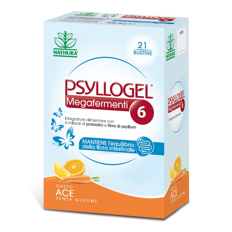 Psyllogel Megafermenti 6 - Integratore per l'equilibrio della flora intestinale - Gusto ACE - 21 bustine