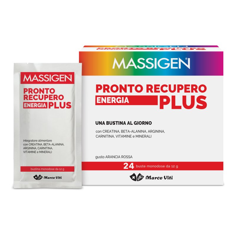 Massigen Pronto Recupero Energia Plus - Integratore alimentare per la stanchezza fisica e mentale - 24+2 Buste