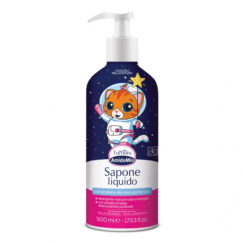 Euphidra Amido Mio Sapone Liquido Mani - Detergente delicato per le mani di adulti e bambini - 500 ml