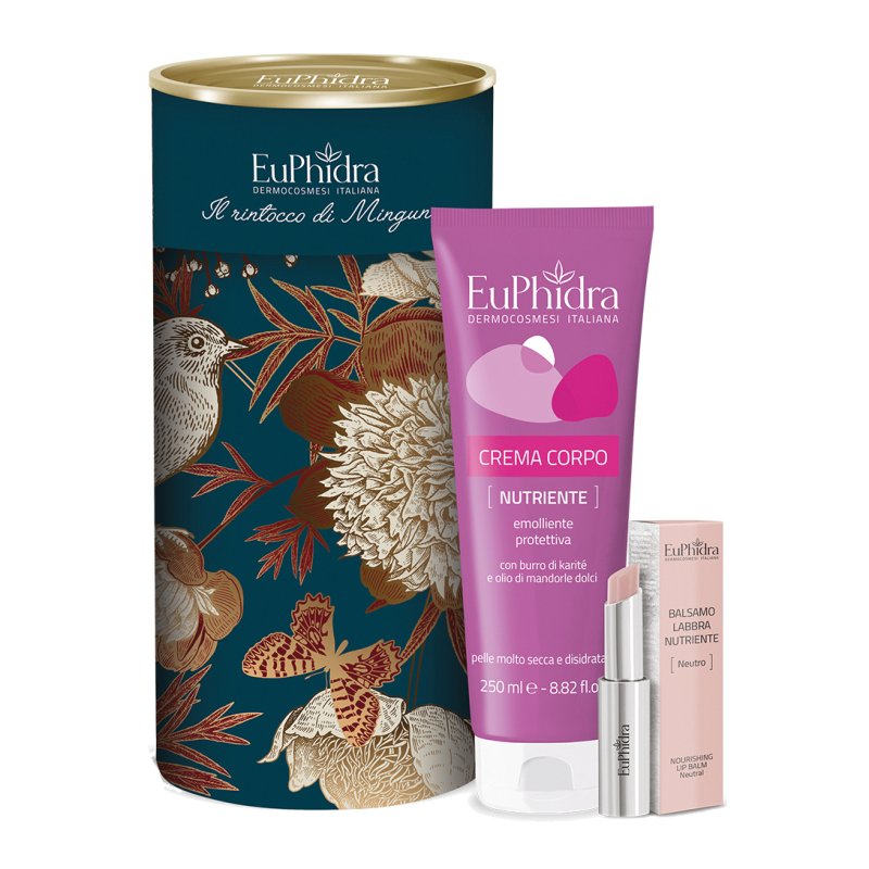 Euphidra Cofanetto di Natale Il rintocco di Mingun - Kit Balsamo Nutrire - Balsamo labbra + Crema Corpo nutriente