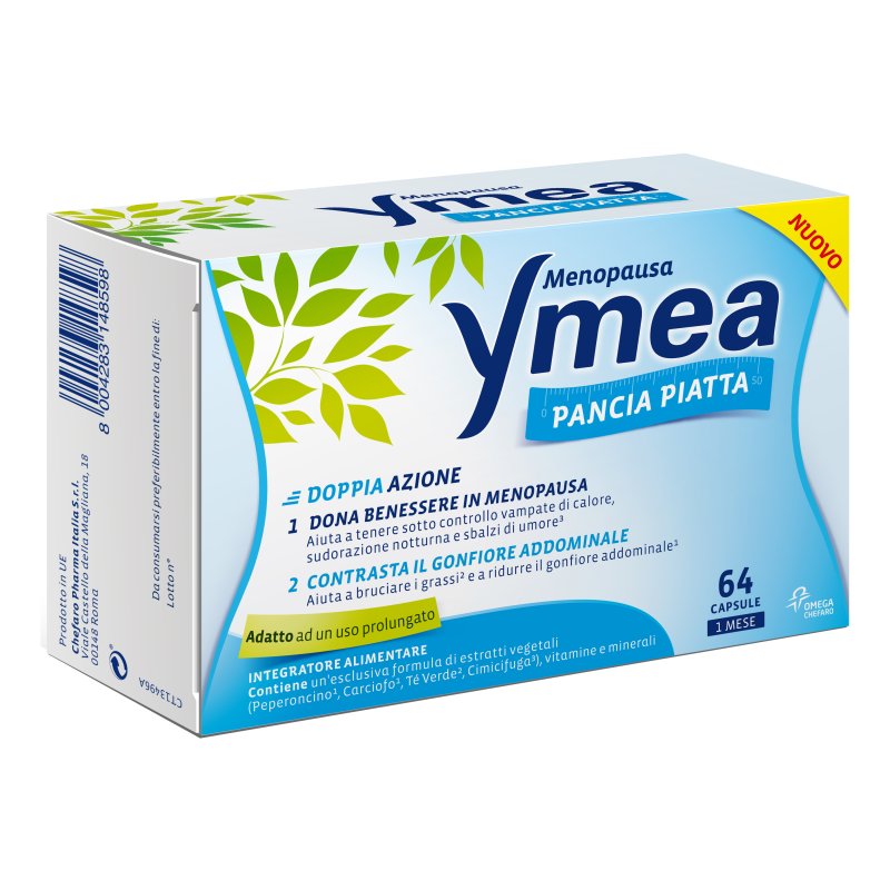 Ymea Pancia Piatta - Integratore per il gonfiore addominale in menopausa - 64 capsule