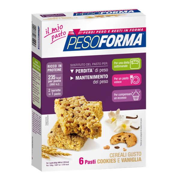 PESOFORMA Barrette Cookies Vaniglia 12pz