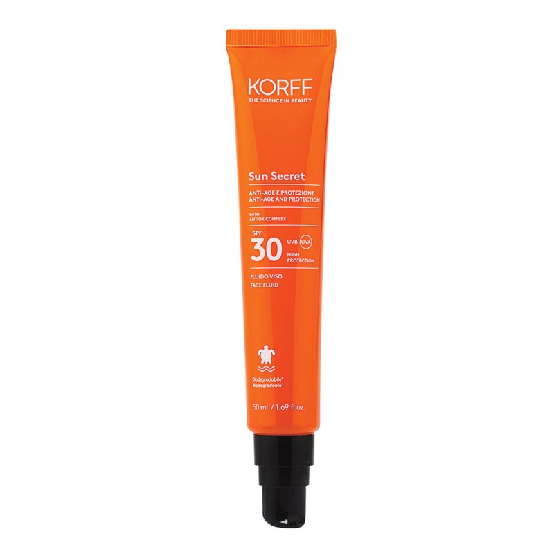 Korff Sun Secret Fluido Protettivo Anti-Età SPF 30 - Solare viso antimacchie - 50 ml