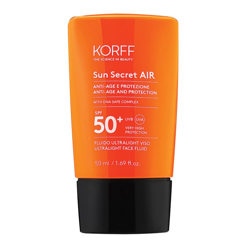 Korff Sun Secret Air Fluido Protettivo SPF50+ - Solare anti-età ultra leggero per il viso - 50 ml