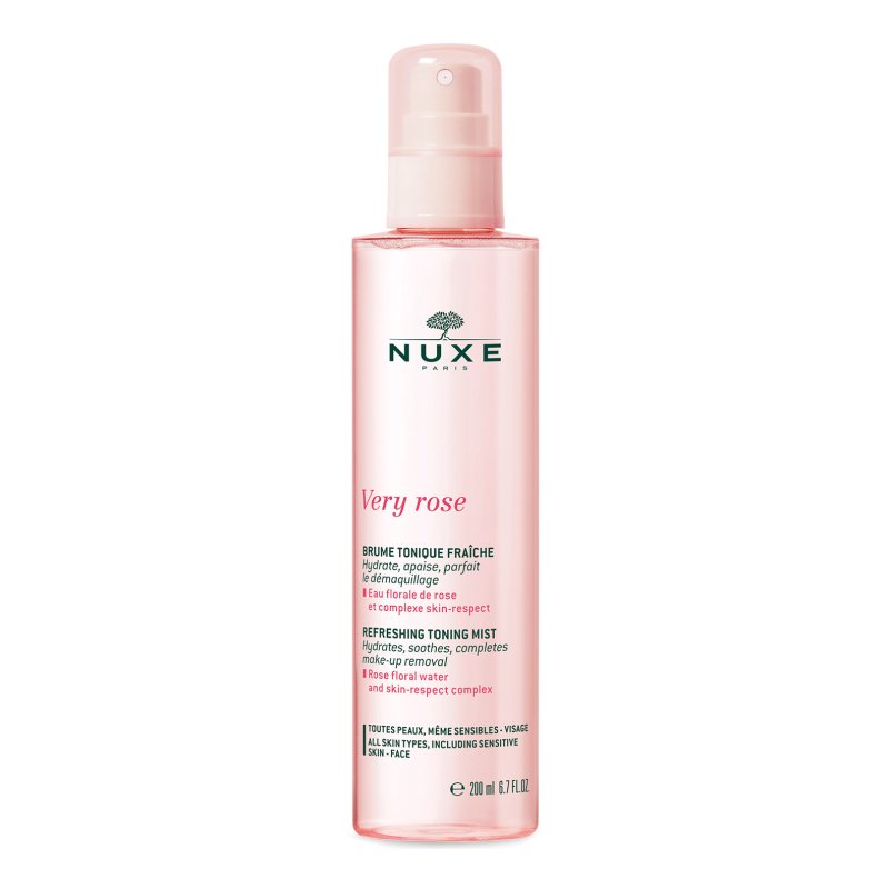 Nuxe Very Rose Tonico Spray Rinfrescante Viso - Lozione tonica viso struccante e idratante - 200 ml