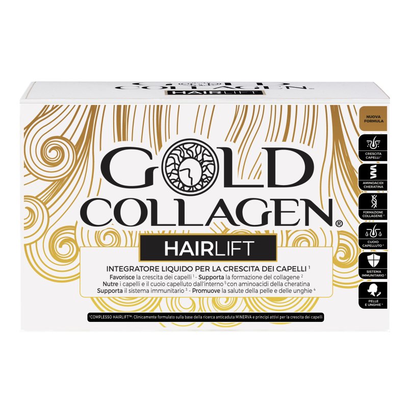 Gold Collagen Hairlift - Integratore Liquido per la crescita dei capelli - 10 Flaconi da 50 ml