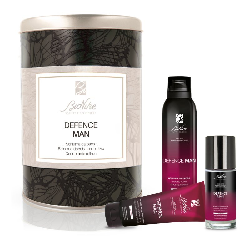 Bionike Defence Man Cofanetto di Natale 2021 - Schiuma da barba 200 ml + Balsamo dopobarba lenitivo 75 ml + Deodorante roll-on 50 ml