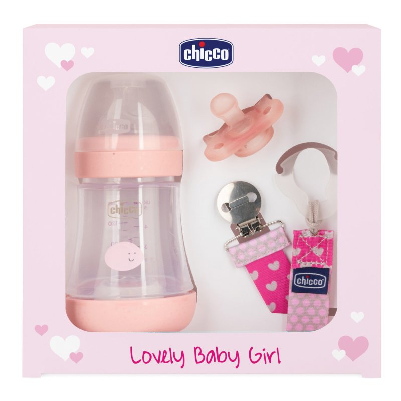 Chicco Set Lovely Baby Girl Biberon + Gommotto + Clip Succhietto Mesi 0+	