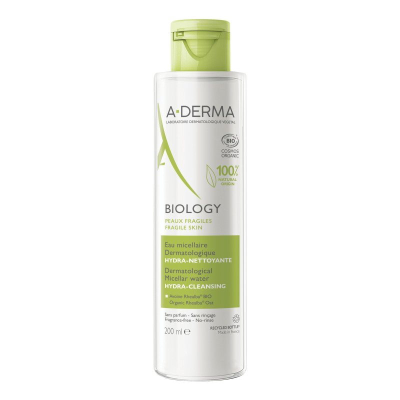 A-Derma Biology Acqua Micellare Dermatologica - Struccante idratante e detergente per pelle fragile - 200 ml