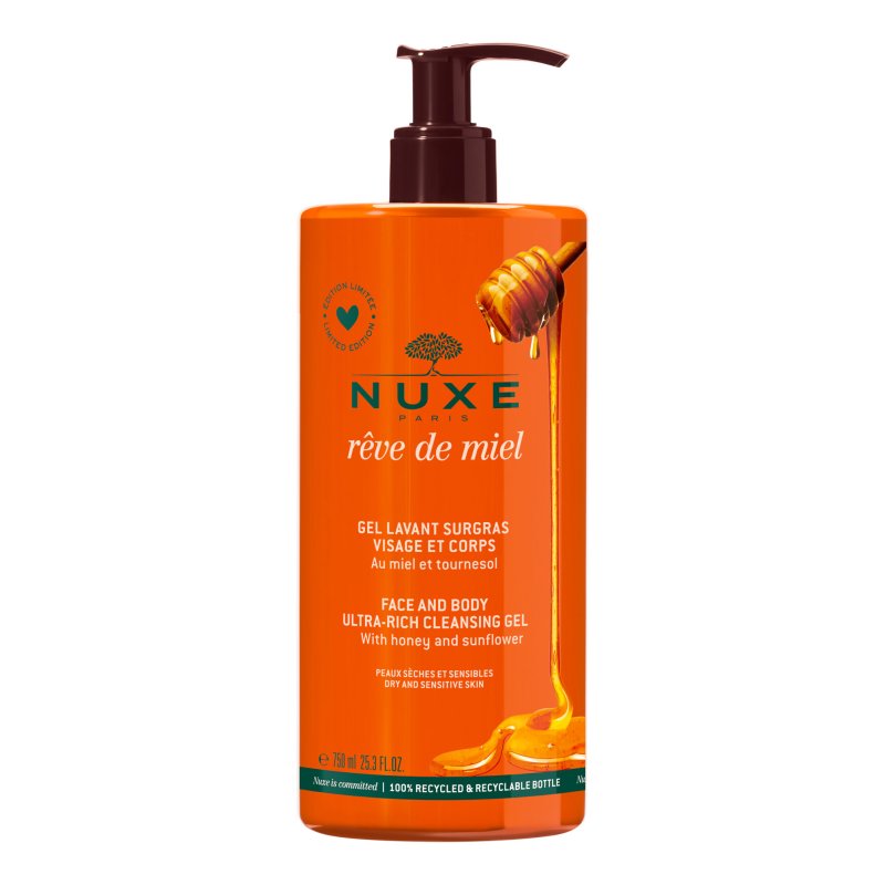 Nuxe Reve De Miel Gel Lavante - Gel detergente struccante viso - 750 ml