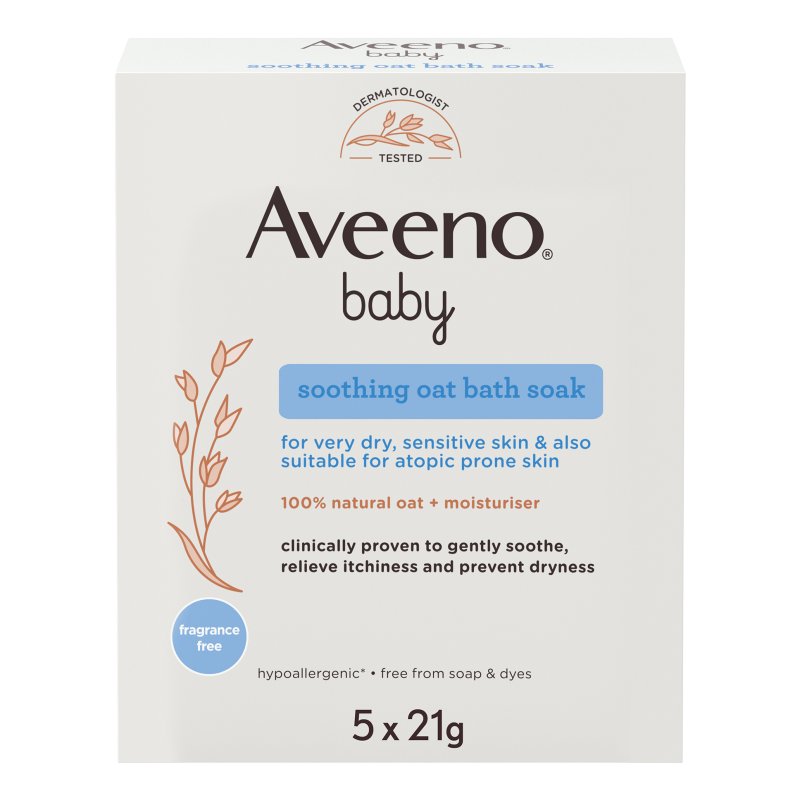 Aveeno Baby Bagno Lattiginoso Lenitivo - Ideale per prurito e pelle secca dei bambini - 5 bustine da 21 g