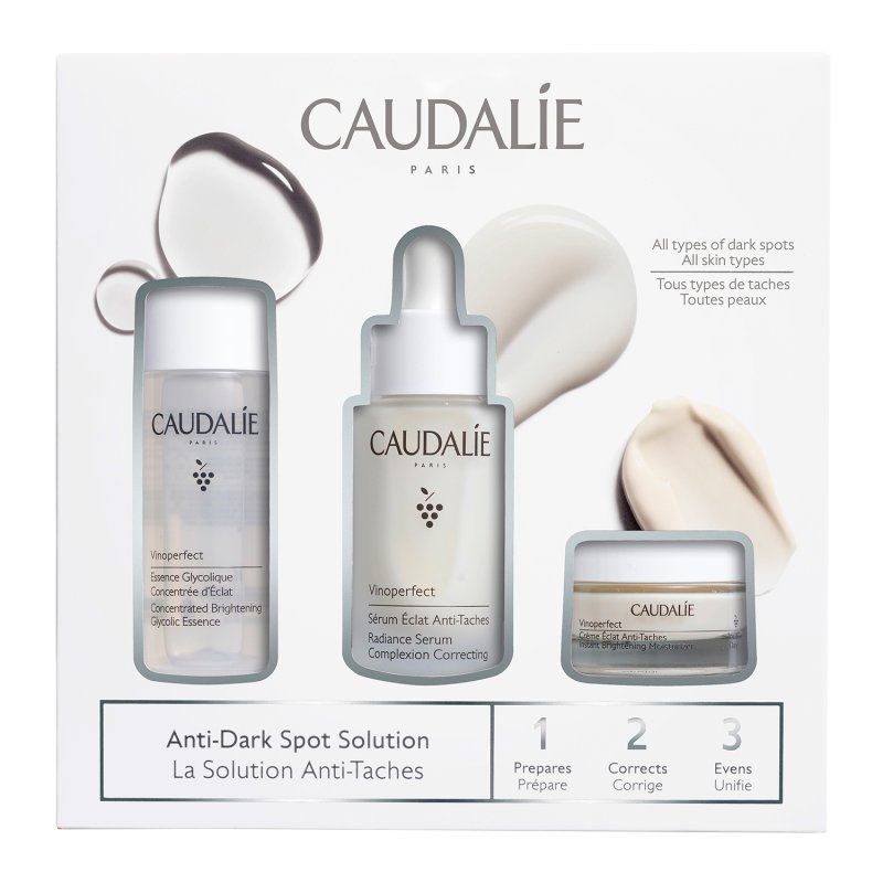 Caudalie Cofanetto Vinoperfect 1,2,3 - Essenza glicolica + Siero antimacchie + Crema notte glicolica