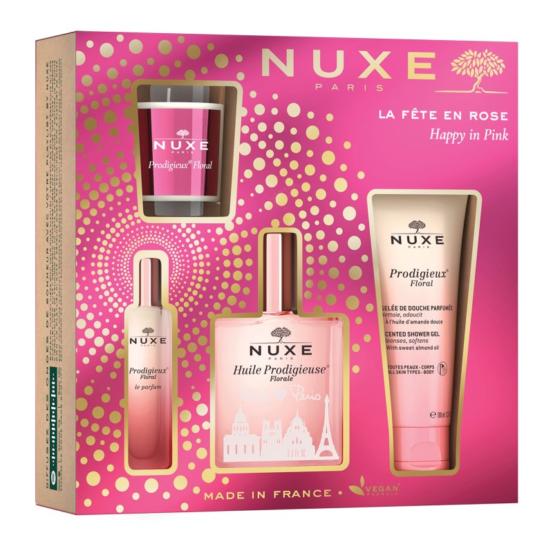 Nuxe Cofanetto di Natale Prodigieuse Florale Collection - Olio secco floreale + profumo + olio doccia + candela per ambienti