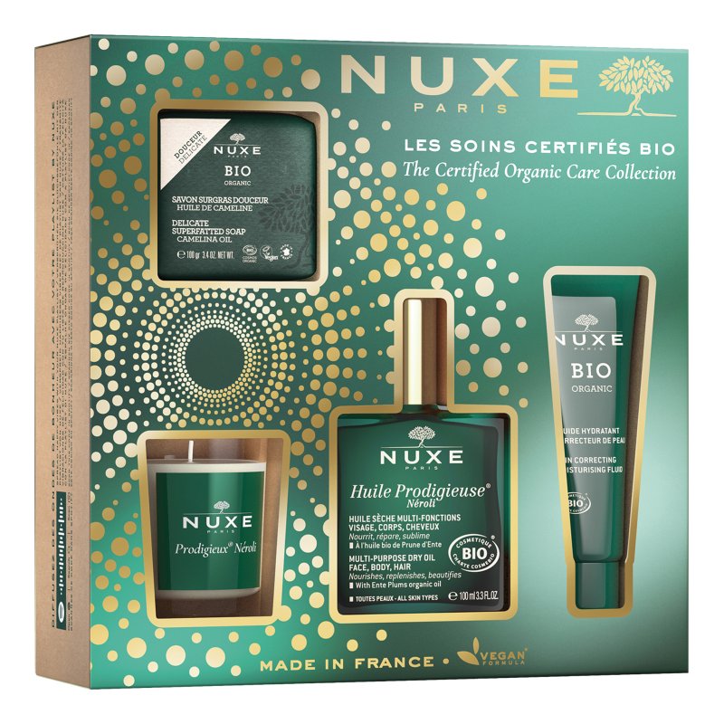 Nuxe Cofanetto di Natale Neroli Bio - Olio prodigioso Neroli + Fluido correttore idratante + Sapone delicato + Candela per ambienti