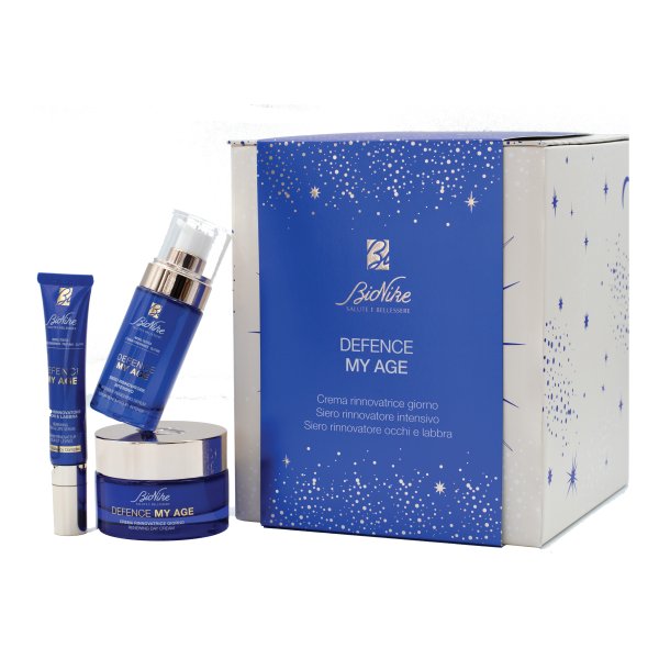 Bionike Cofanetto di Natale Defence MyAge - Crema rinnovatrice giorno 50 ml + Siero intensivo 30 ml + Siero occhi e labbra 15 ml