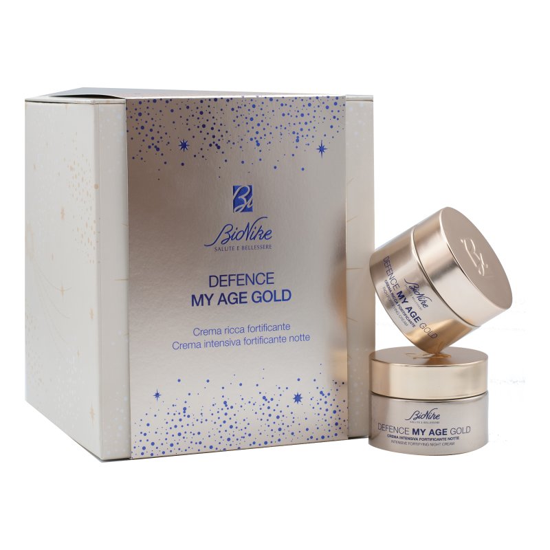 Bionike Cofanetto di Natale Defence MyAge Gold - Crema ricca fortificante 50 ml + Crema fortificante notte 50 ml