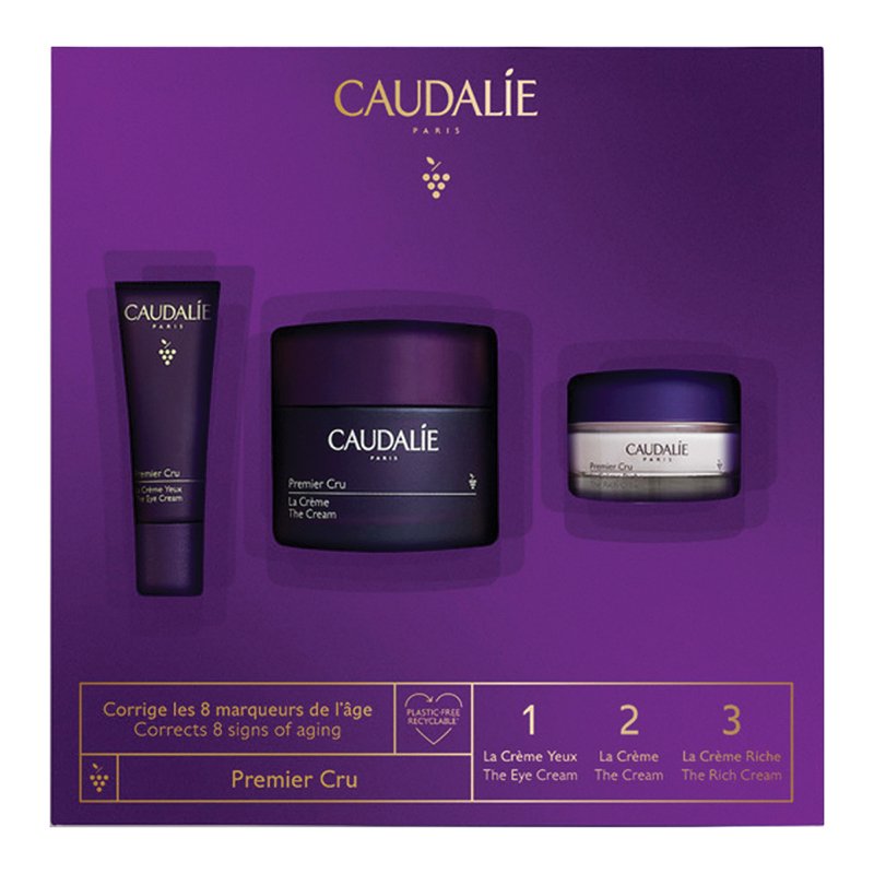 Caudalie Cofanetto di Natale Premier Cru - Crema viso 50 ml + Crema viso ricca 15 ml + Contorno occhi 5 ml