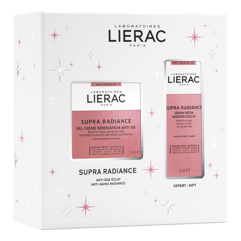 Lierac Cofanetto di Natale Supra Radiance Crema Gel - Crema gel viso antirughe 50 ml + siero booster di luminosità 30 ml