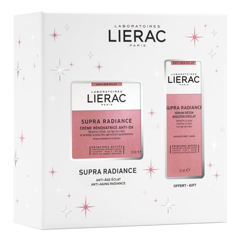 Lierac Cofanetto di Natale Supra Radiance Crema - Crema viso antirughe 50 ml + siero booster di luminosità 30 ml