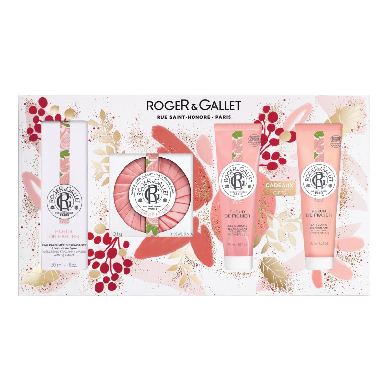 Roger & Gallet Cofanetto di Natale Fleur de Figuier - Acqua profumata + saponetta + gel doccia + latte corpo