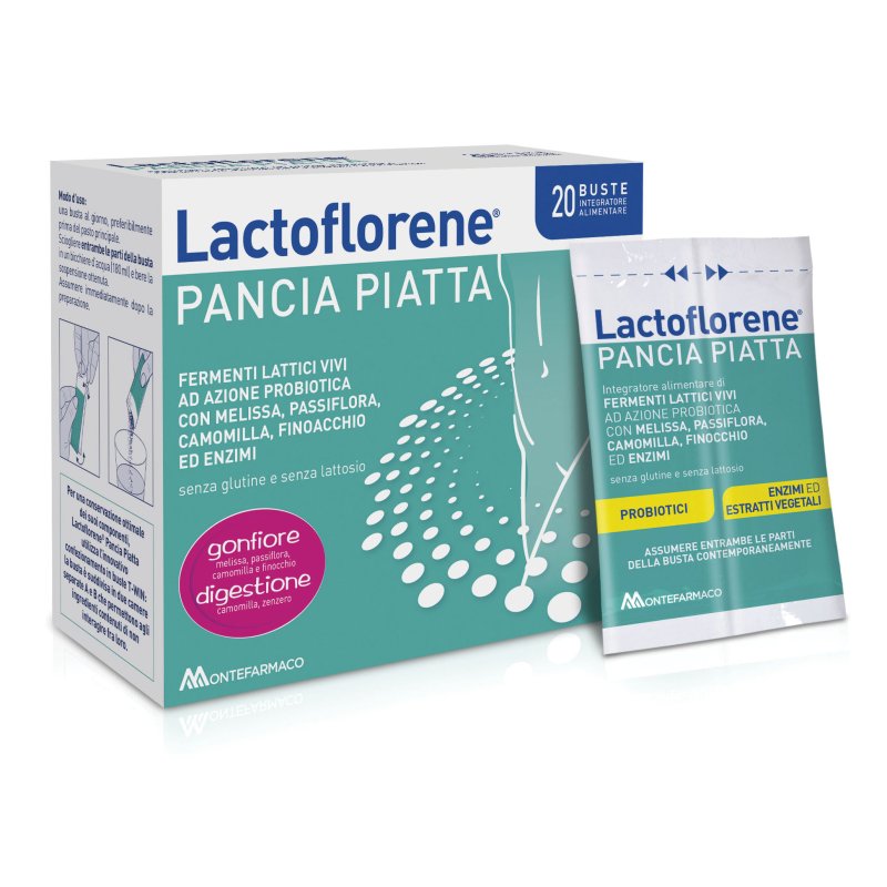 Lactoflorene Pancia Piatta - Integratore a base di fermenti lattici vivi - 20 buste
