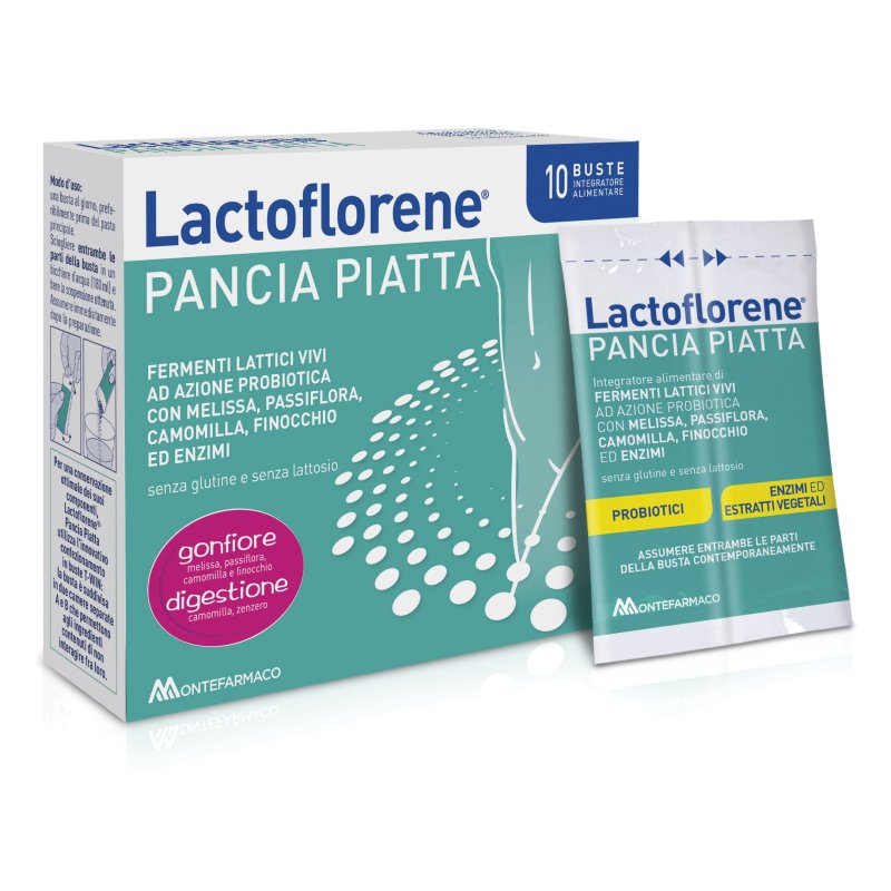 Lactoflorene Pancia Piatta - Integratore a base di fermenti lattici vivi - 10 buste