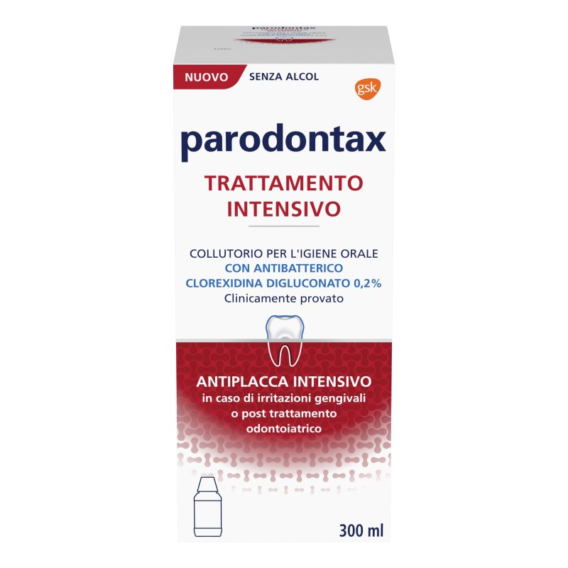 Parodontax Collutorio Antiplacca Intensivo con Clorexidina allo 0,2% - Adatto in caso di irritazioni gengivali - 300 ml